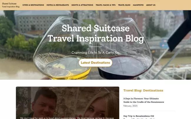 Screenshot of the Shared Suitcase Travel Inspiration Blog