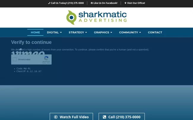 Screenshot of the Sharkmatic Advertising Website