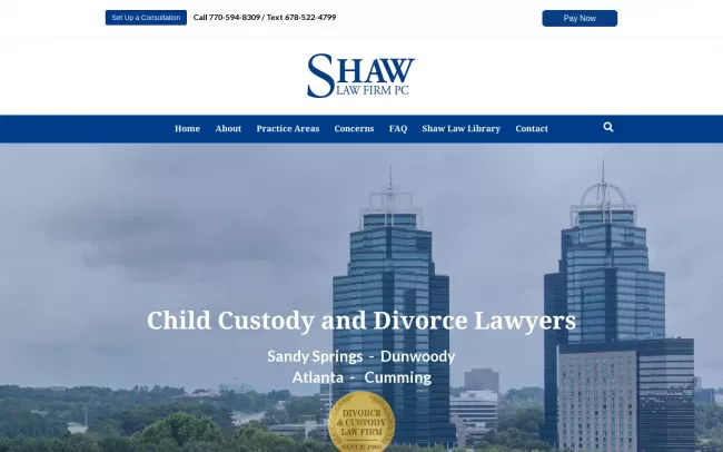 Screenshot of the Shaw Law Firm, LLC Website