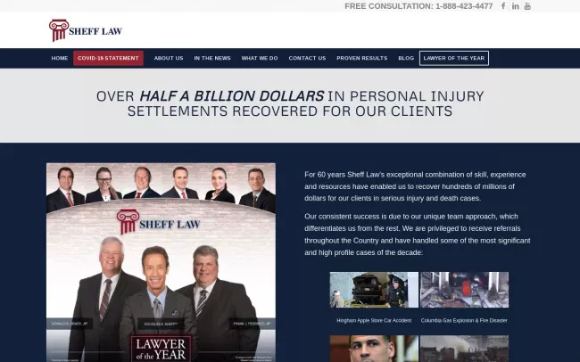 Screenshot of the Sheff Law Offices, P.C. Website