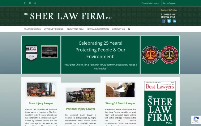Screenshot of the The Sher Law Firm, PLLC Website