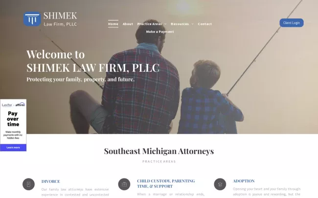 Screenshot of the Shimek Law Firm, PLLC Website
