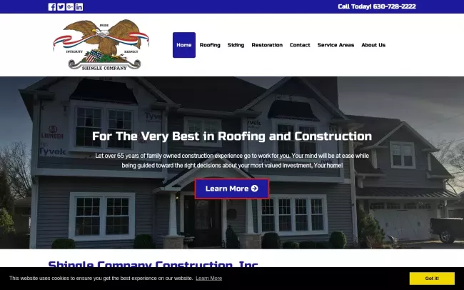 Screenshot of the Shingle Company Construction, Inc Website