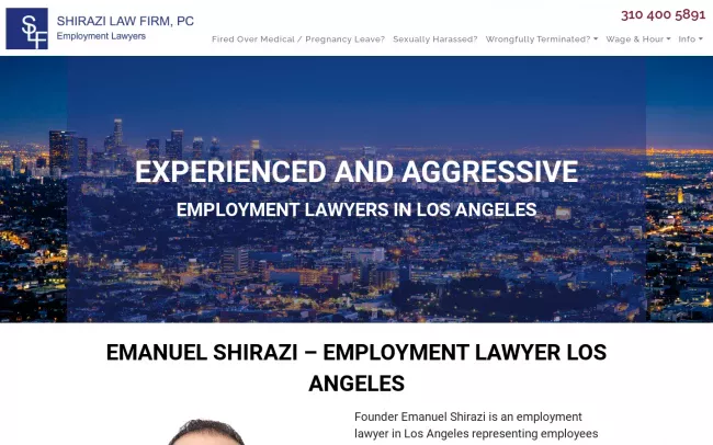 Screenshot of the Shirazi Law Firm Website