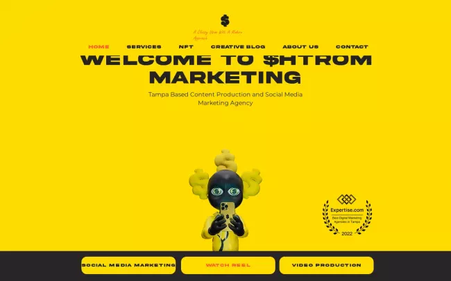 Screenshot of the Shtrom Marketing Website