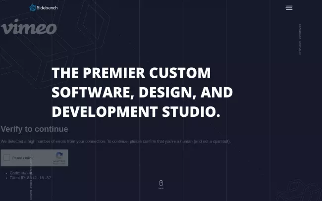 Screenshot of the Sidebench Website