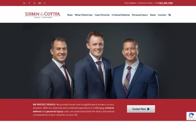 Screenshot of the Sieben & Cotter PLLC Website