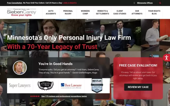 Screenshot of the SiebenCarey Website