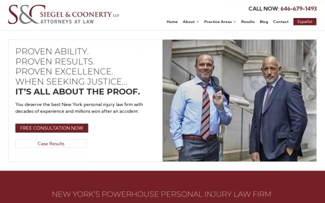 Screenshot of the Siegel & Coonerty LLP Website