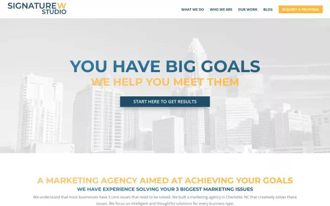 Screenshot of the Signature W Studio Website