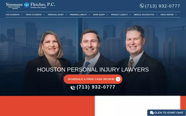 Screenshot of the Simmons and Fletcher, P.C. Website