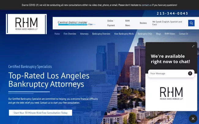 Screenshot of the Simon Resnik Hayes LLP Website