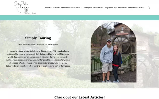 Screenshot of the Simply Touring Blog