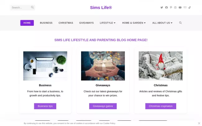 Screenshot of the Sim's Life Blog