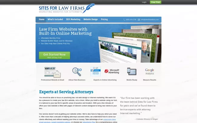 Screenshot of the Sites For Law Firms Website