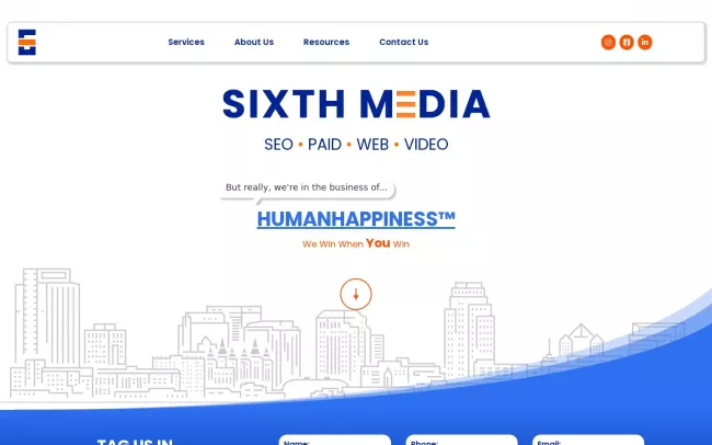 Screenshot of the Sixth Media Website
