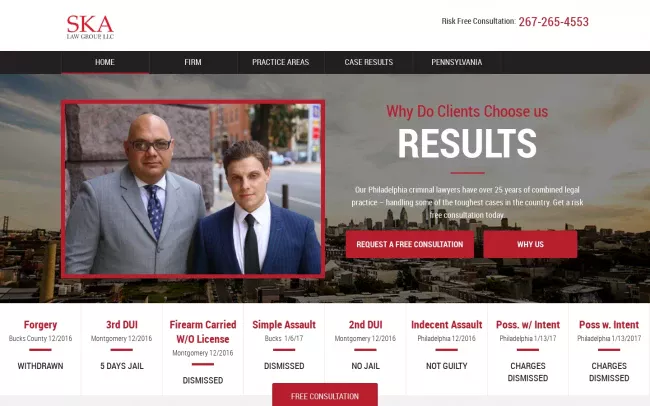 Screenshot of the SKA Law Group, LLC Website