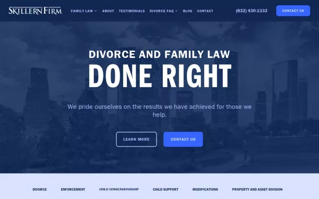 Screenshot of the Skillern Firm Divorce & Child Custody Lawyers Website