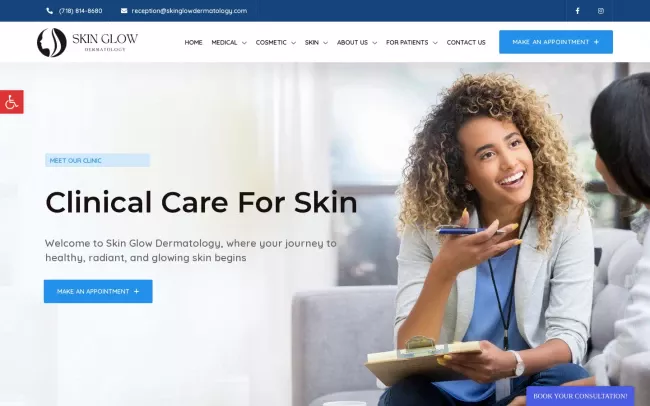 Screenshot of the Skin Glow Dermatology Website