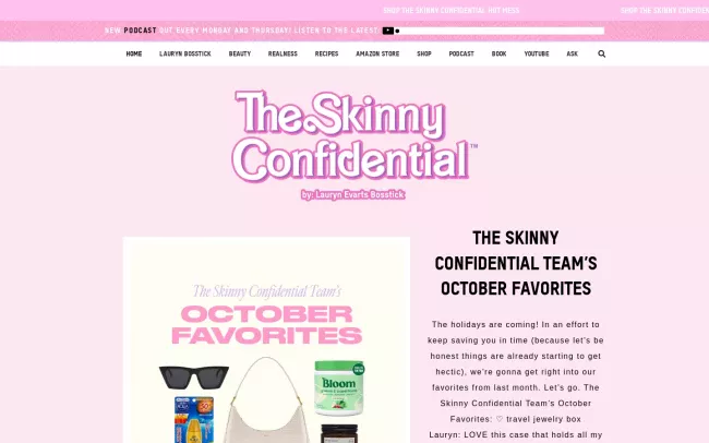 Screenshot of the The Skinny Confidential Blog