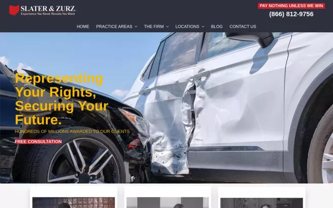 Screenshot of the Slater & Zurz LLP Website