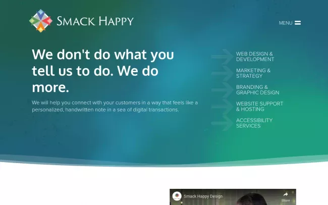 Screenshot of the Smack Happy Design Website