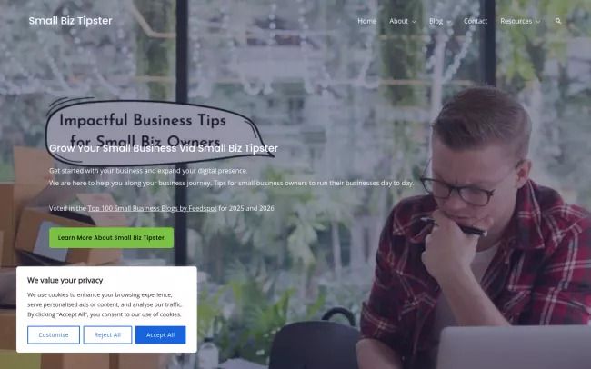 Screenshot of the Small Biz Tipster Blog