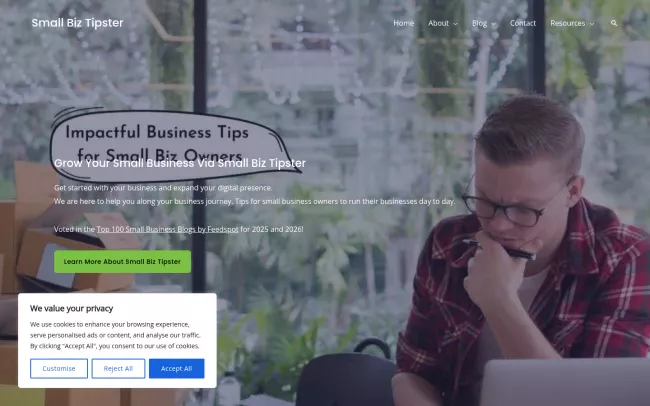 Screenshot of the Small Biz Tipster Blog