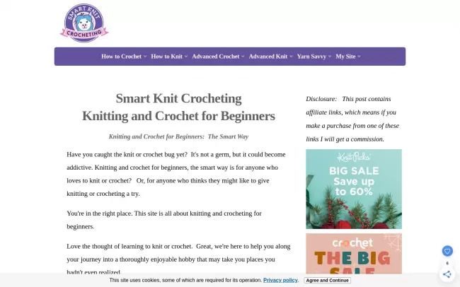 Screenshot of the Smart Knit Crocheting Blog