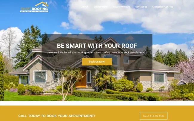 Screenshot of the Smart roofing inc Website