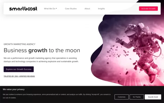 Screenshot of the Smartboost Growth Marketing Website