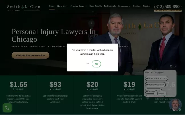 Screenshot of the Smith LaCien LLP Website