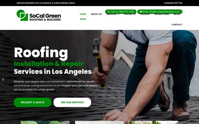 Screenshot of the BH Roofing & Development Website