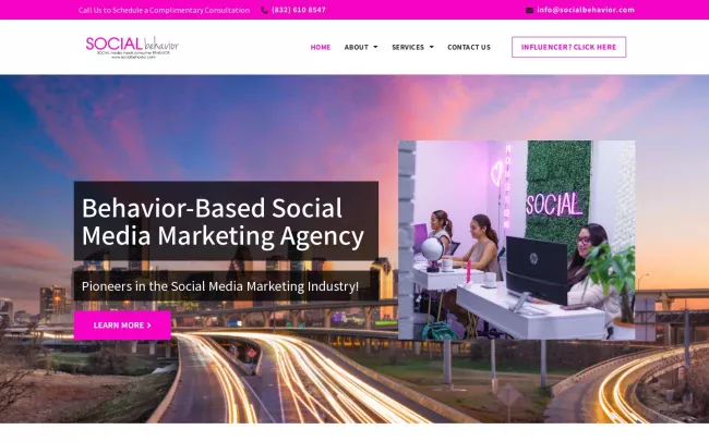 Screenshot of the Social Behavior: Social Media Agency Website