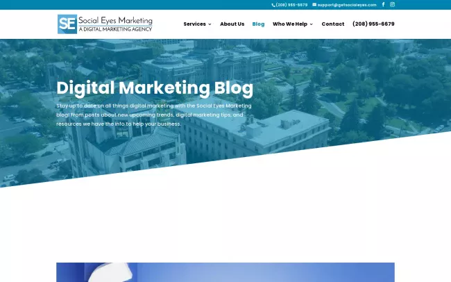 Screenshot of the Social Eyes Blog