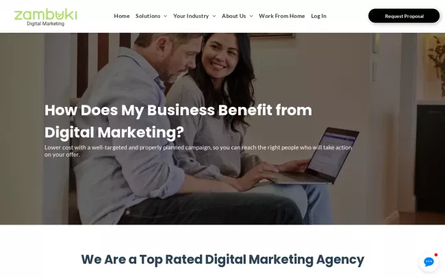 Screenshot of the Zambuki SEO Company Website