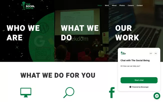 Screenshot of the The Social Being - TSB Digital Creative Agency Website