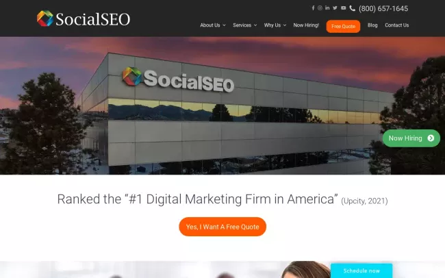 Screenshot of the Social SEO Website