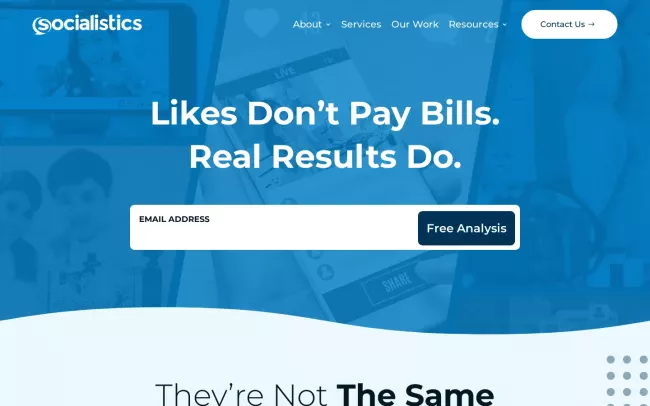 Screenshot of the Socialistics Website