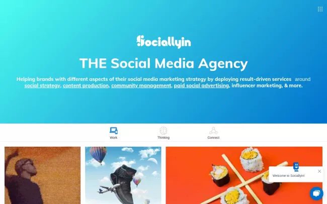 Screenshot of the Sociallyin - Social Media Agency Website
