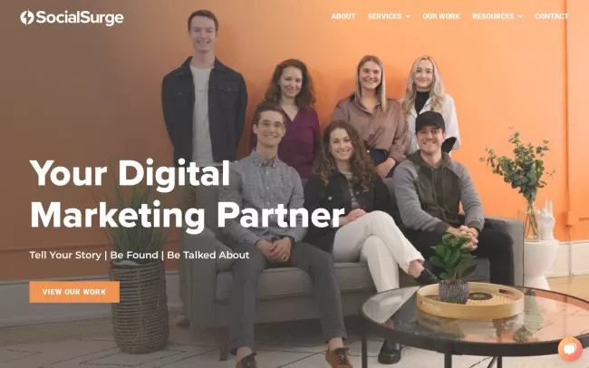 Screenshot of the SocialSurge Marketing Website