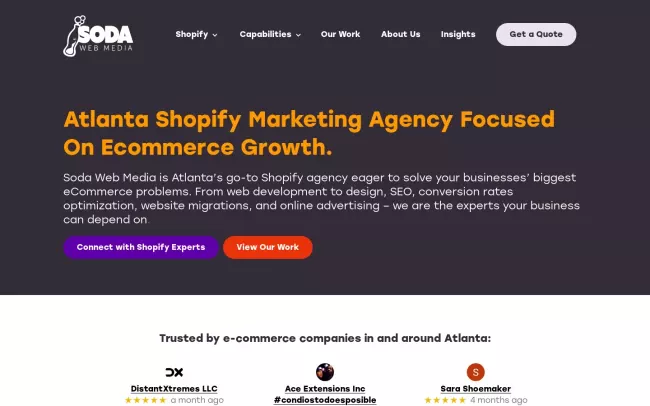 Screenshot of the Soda Web Media Website