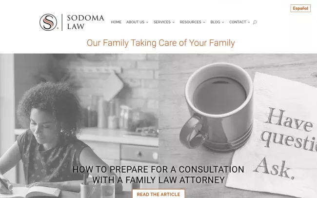 Screenshot of the Sodoma Law Website