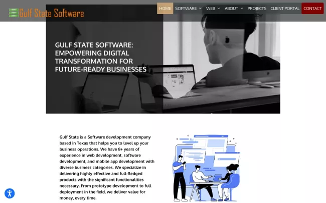 Screenshot of the Software development company Houston - Gulf State Website