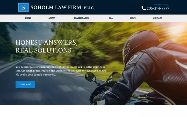 Screenshot of the Soholm Law Firm, PLLC Website