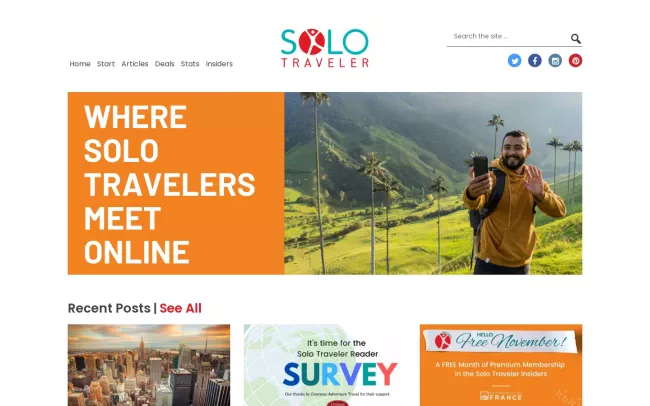 Screenshot of the Solo Traveler Blog