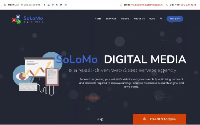 Screenshot of the SoLoMo Digital Media Website