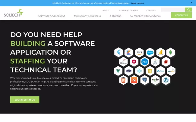 Screenshot of the SOLTECH Website