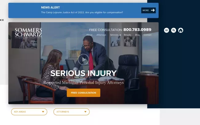 Screenshot of the Sommers Schwartz, P.C. Website