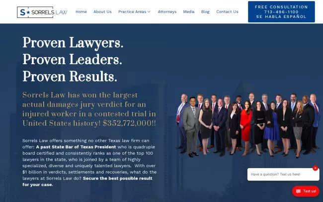Screenshot of the Sorrels Law Website